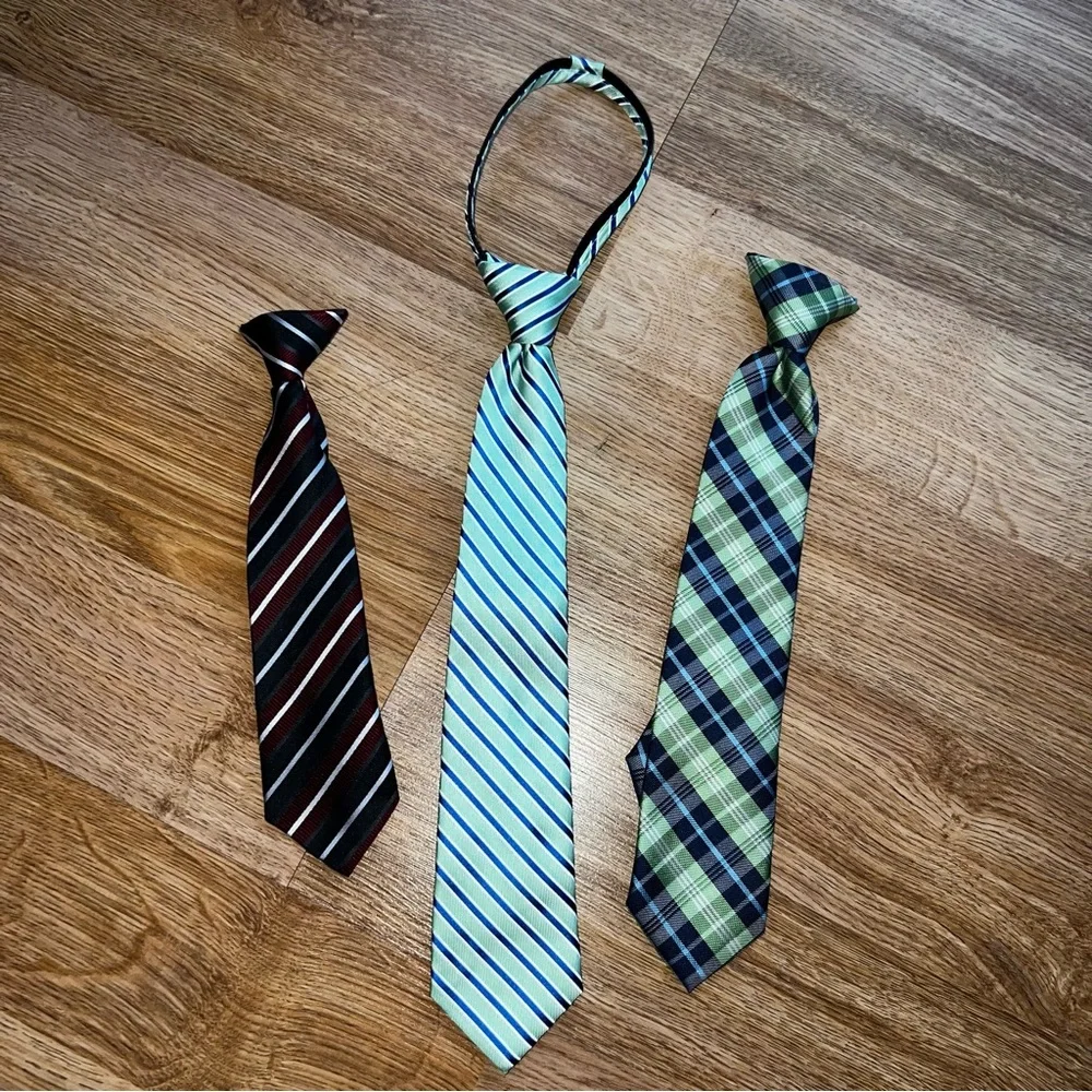 (Bundle of 3) Youth Boys Ties Necktie and Clip On Ties